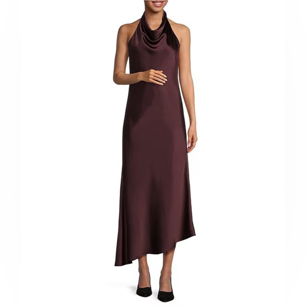 Gianni Bini x Nastia Liukin Jenny Satin Bias Cowl Neck Midi Dress